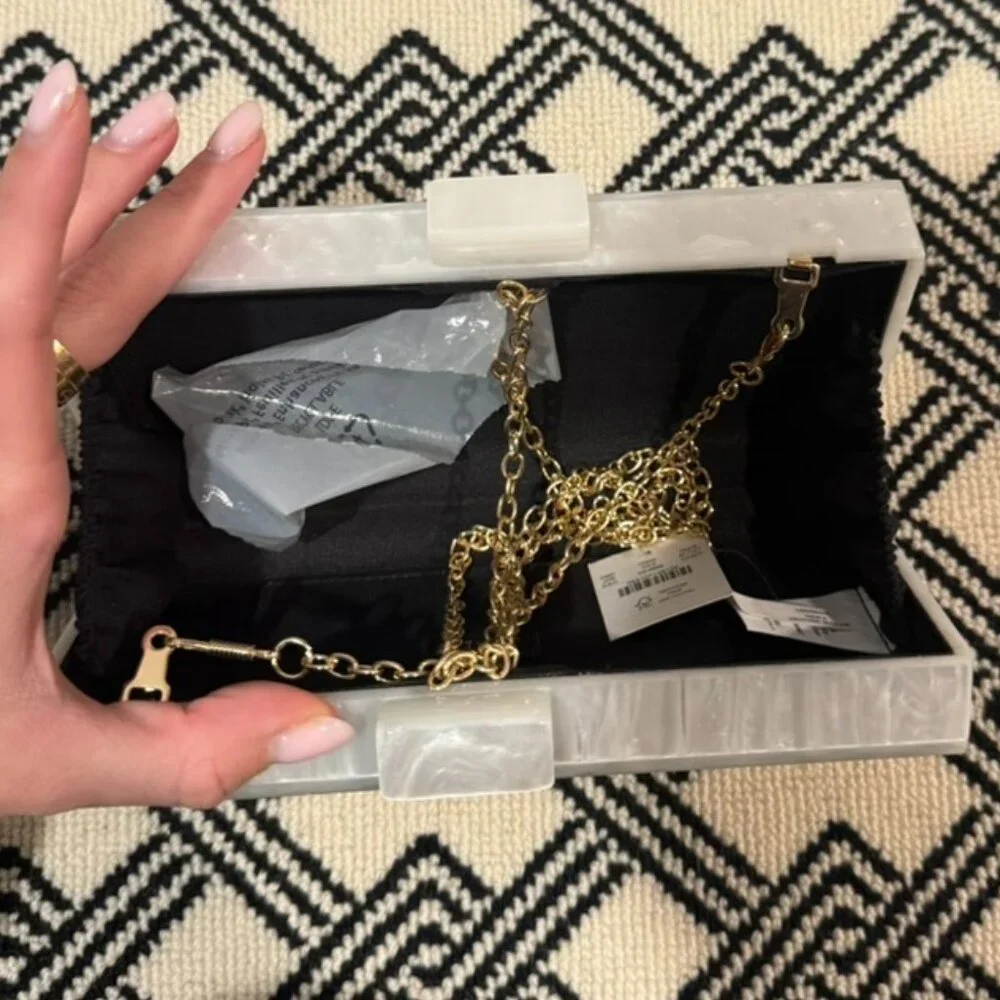NWT J.Crew | White Pearl Acetate Clutch